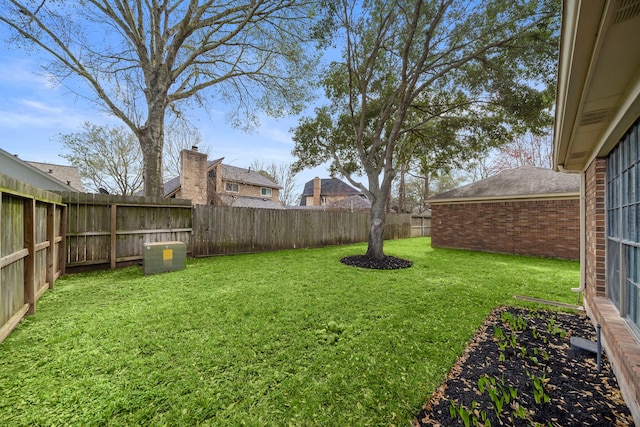 view of yard featuring a fenced backyard