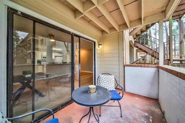 view of patio / terrace with stairs