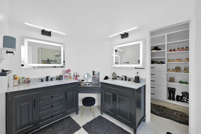 bathroom featuring two vanities and a sink