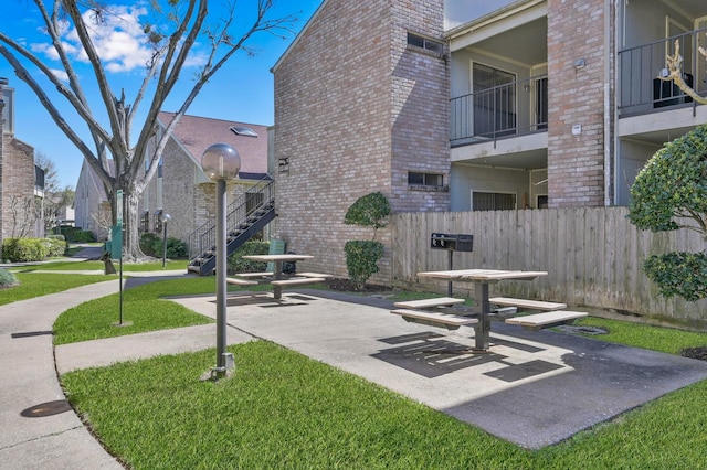 surrounding community featuring a yard and fence