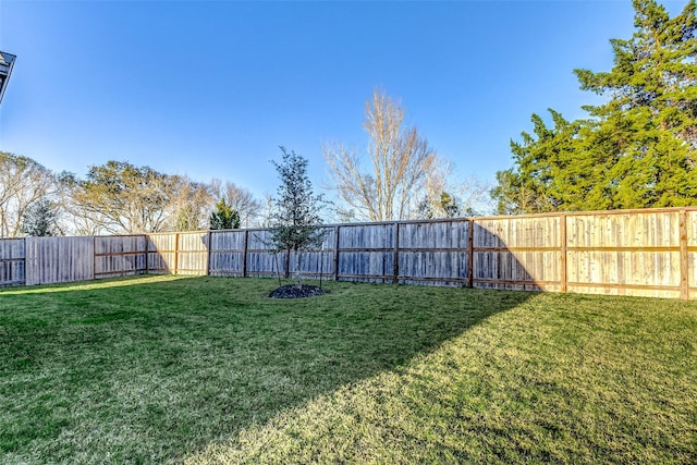 view of yard featuring a fenced backyard