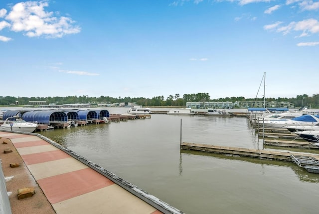 view of dock featuring a water view