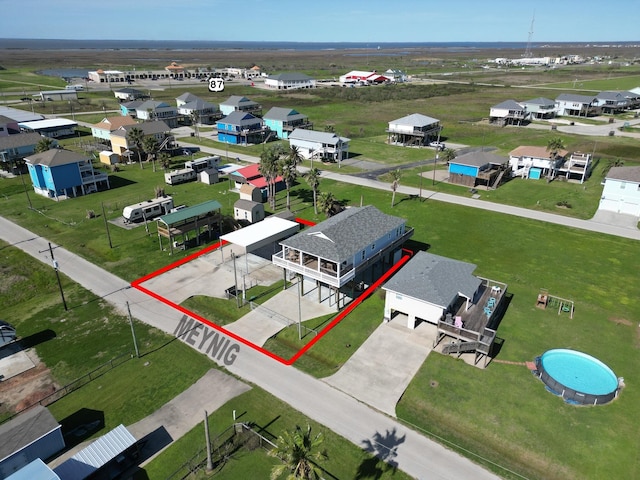 aerial view of residential area with property boundaries highlighted