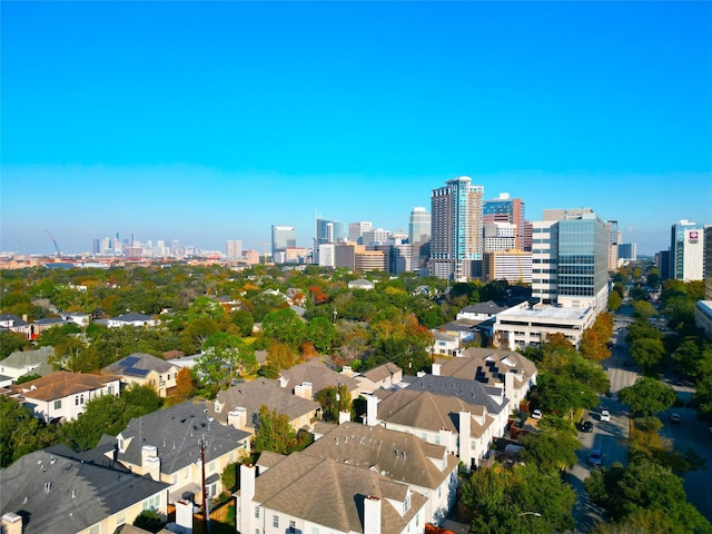 bird's eye view with a city view