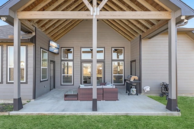 view of patio featuring grilling area and an outdoor living space