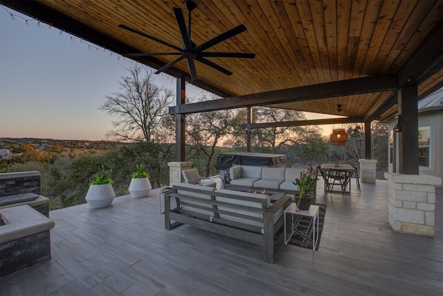 359 Cambridge Dr, New Braunfels, TX 78132 - view of patio / terrace with outdoor lounge area and a ceiling fan