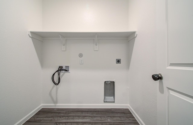 laundry area with washer hookup, laundry area, dark wood finished floors, and electric dryer hookup