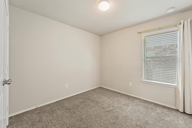 unfurnished room with baseboards, a textured ceiling, and carpet