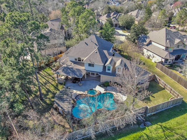 drone / aerial view with a residential view