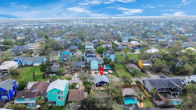 aerial view with a residential view