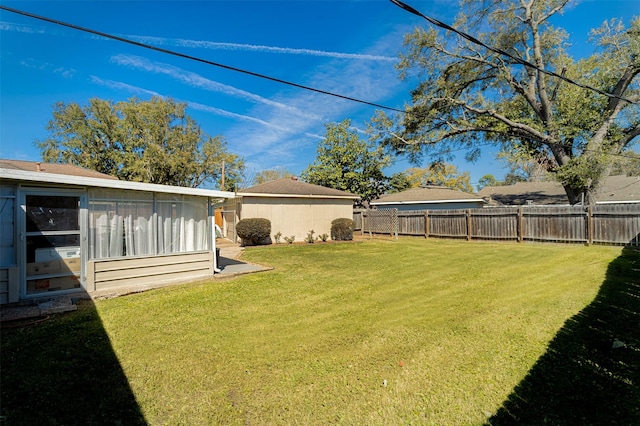 view of yard with a fenced backyard