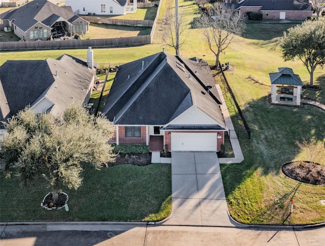 drone / aerial view with a residential view