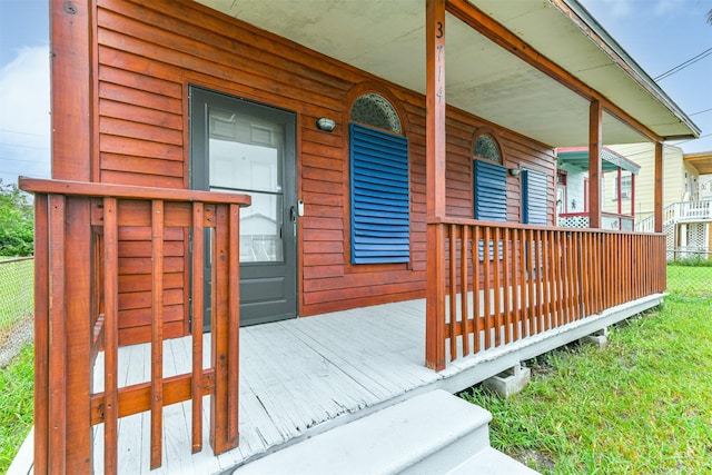 wooden deck with a porch