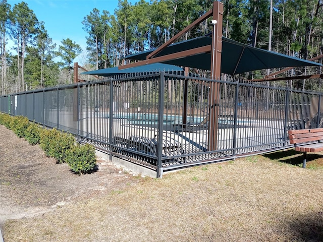 view of pool featuring a fenced in pool, a patio, and fence