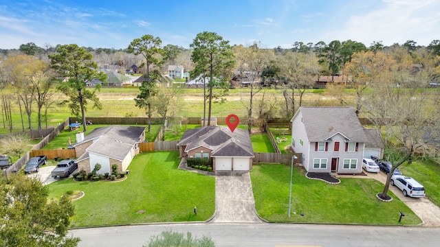 drone / aerial view with a residential view