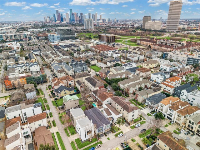 drone / aerial view with a city view