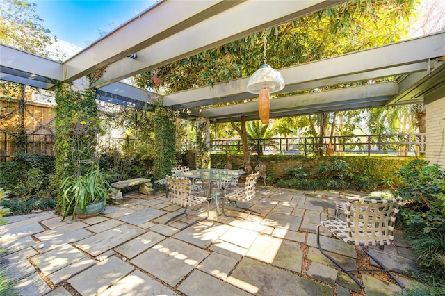 view of patio / terrace featuring outdoor dining space and fence