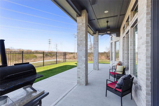 view of patio / terrace featuring area for grilling and a fenced backyard