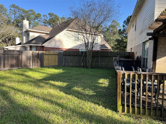 view of yard featuring a fenced backyard