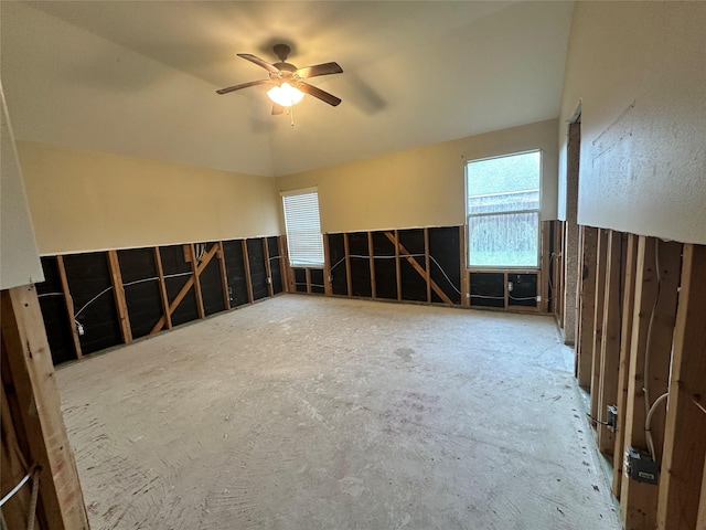 interior space featuring a ceiling fan