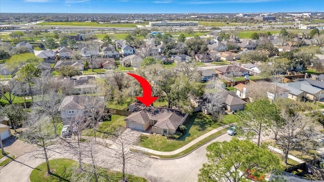 drone / aerial view with a residential view