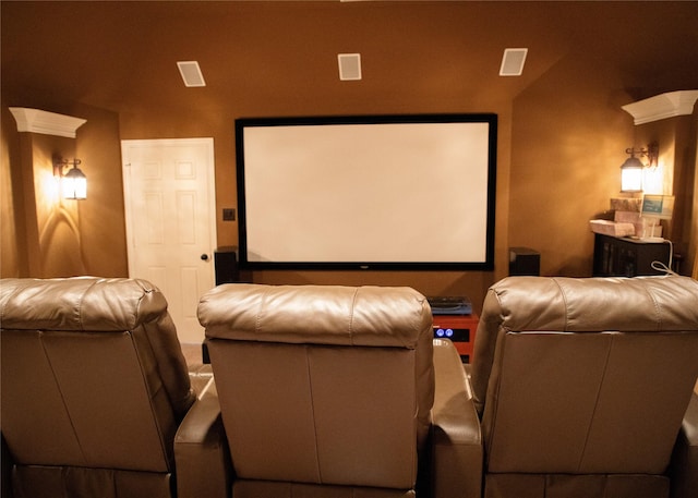 home theater with visible vents