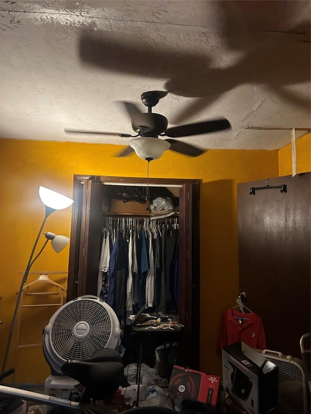 bedroom with a closet and ceiling fan