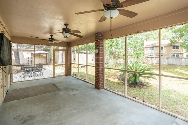 view of unfurnished sunroom