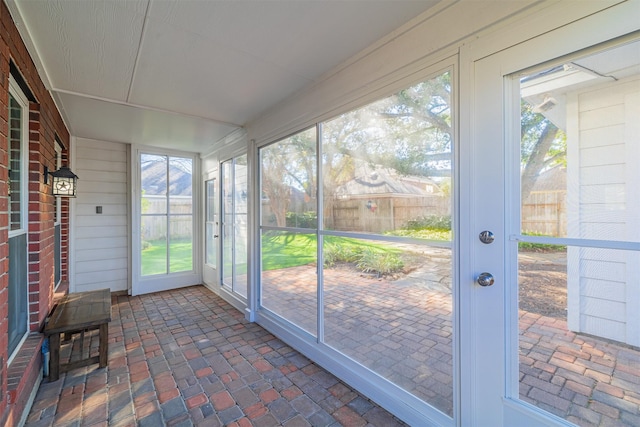 view of unfurnished sunroom