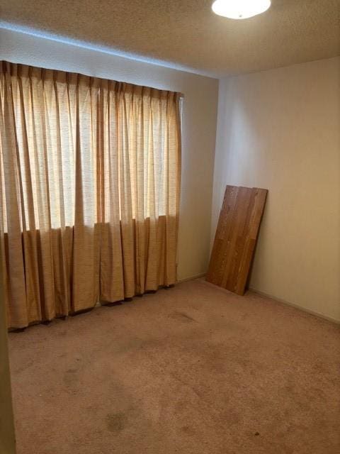 empty room featuring a textured ceiling and carpet floors