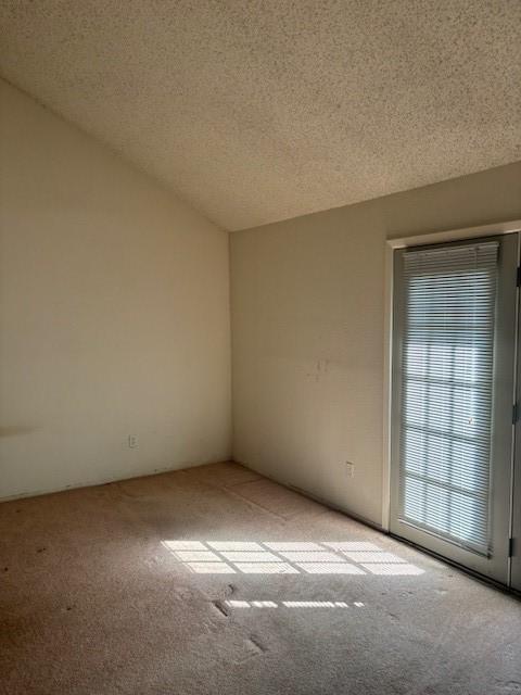 empty room with a textured ceiling and carpet