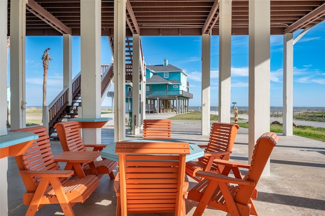 view of patio / terrace with stairway