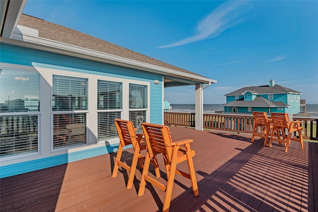 deck with a water view