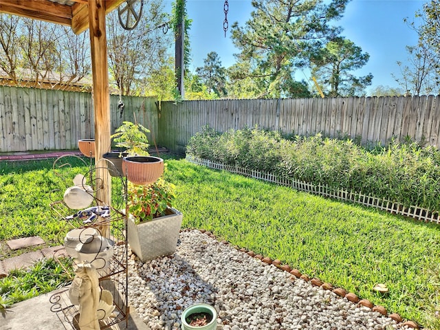 view of yard featuring a fenced backyard