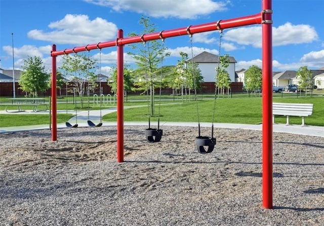 communal playground with a yard