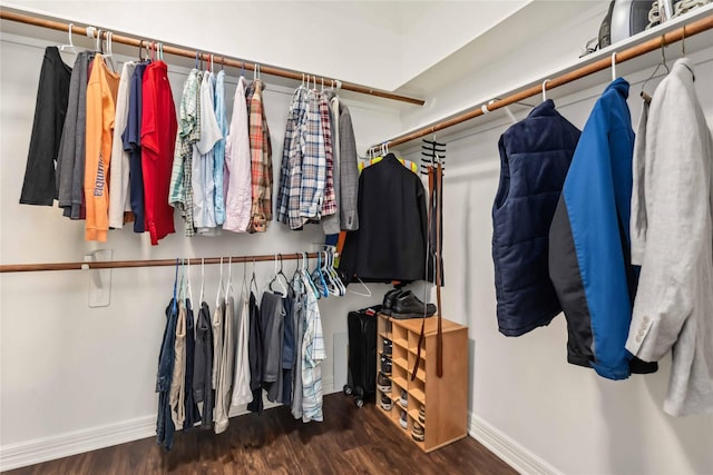 spacious closet with wood finished floors