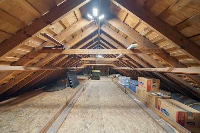 view of unfinished attic