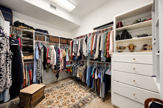 spacious closet with visible vents