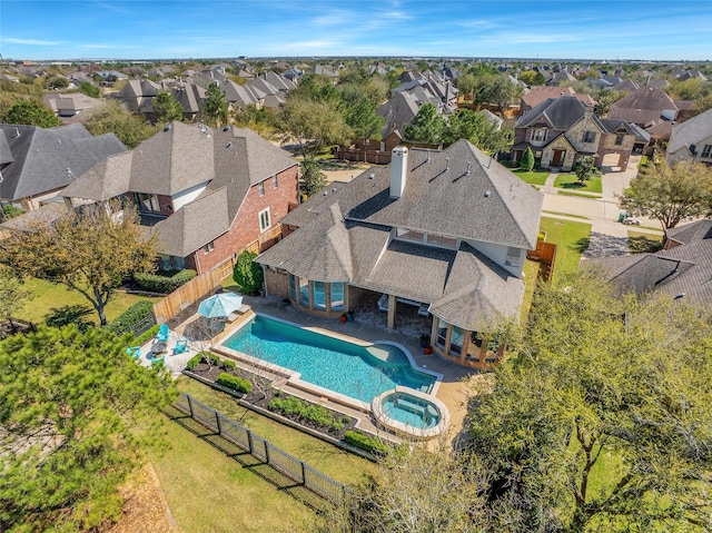 aerial view with a residential view