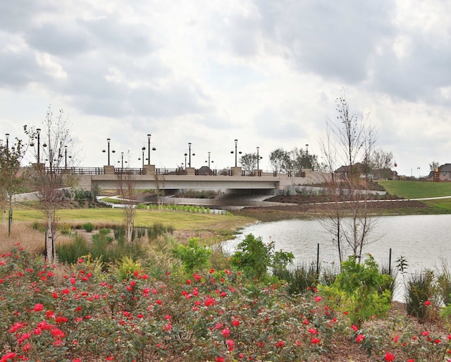 view of property's community with a water view