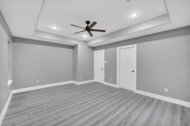 17127 Port O Call St, Crosby, TX 77532 - unfurnished bedroom with recessed lighting, baseboards, wood finished floors, and ceiling fan