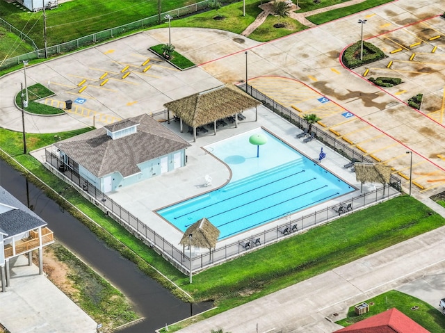 16710 Kingston Way, Jamaica Beach, TX 77554 - drone / aerial view of a pool area