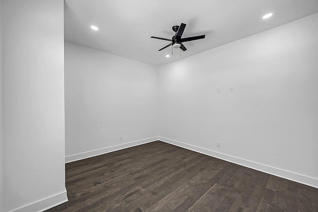 6716 Ave R, Houston, TX 77011 - empty room with ceiling fan, recessed lighting, dark wood-style floors, and baseboards