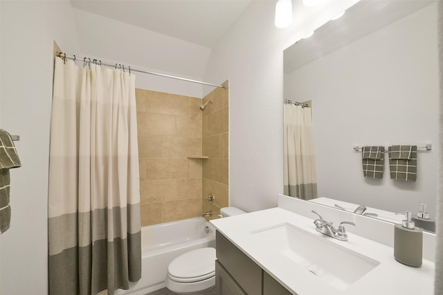 full bathroom featuring vanity, toilet, and shower / bath combo