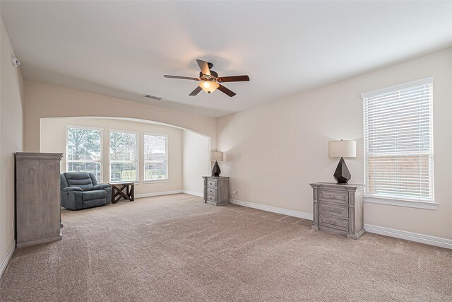 10018 Durango Path Ln, Cypress, TX 77433 - unfurnished room with a ceiling fan, visible vents, carpet floors, and baseboards