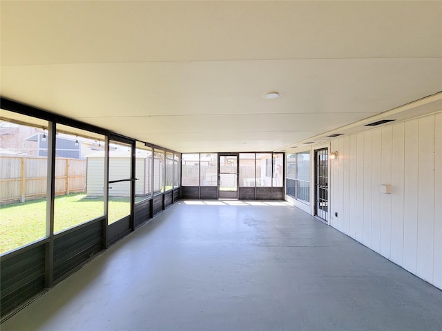 view of unfurnished sunroom