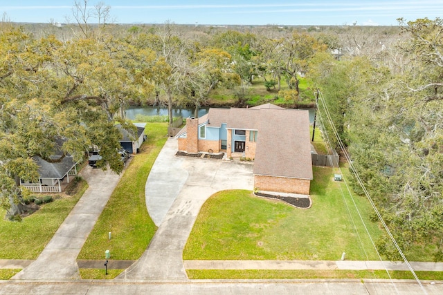 bird's eye view featuring a water view