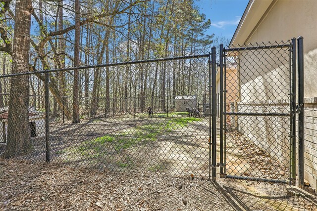 view of yard with fence and a gate