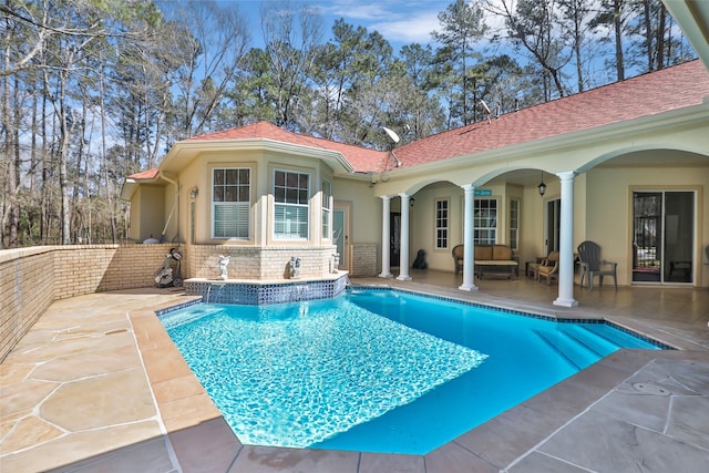 21971 Blazing Trl, New Caney, TX 77357 - pool with an outdoor hangout area and a patio area