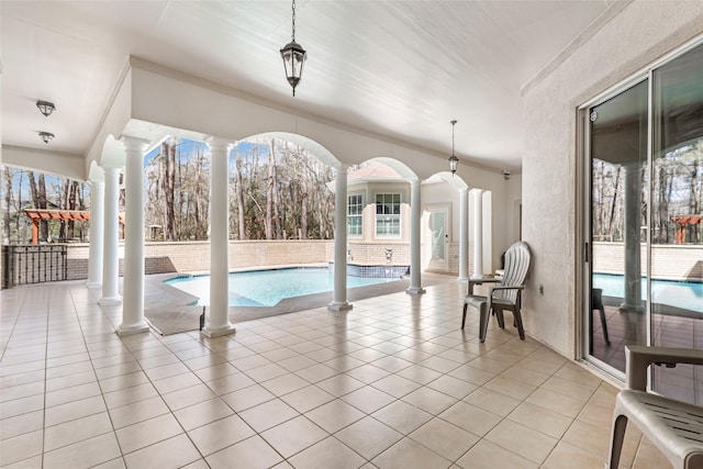 21971 Blazing Trl, New Caney, TX 77357 - view of pool featuring decorative columns